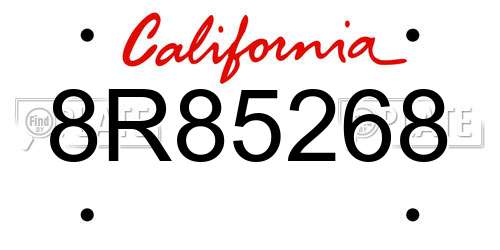 8R85268 California License Plate