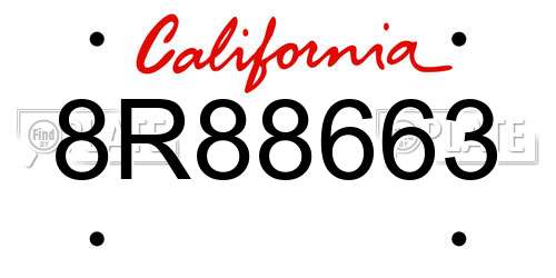 8R88663 California License Plate