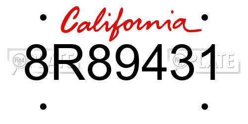 8R89431 California License Plate