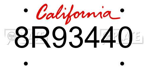 8R93440 California License Plate