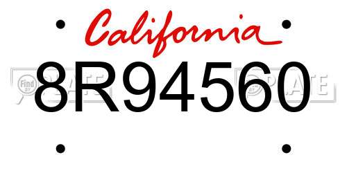 8R94560 California License Plate