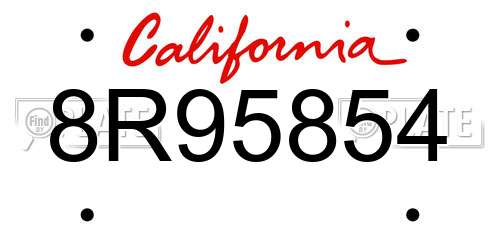 8R95854 California License Plate