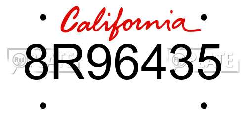 8R96435 California License Plate