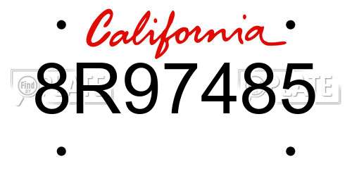 8R97485 California License Plate