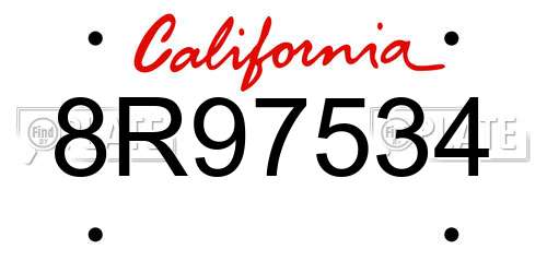 8R97534 California License Plate