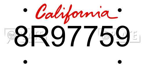 8R97759 California License Plate