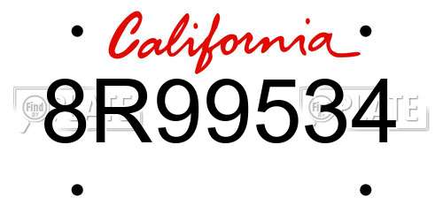 8R99534 California License Plate