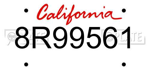 8R99561 California License Plate