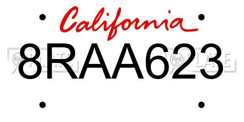8RAA623 California License Plate