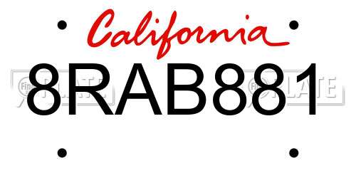 8RAB881 California License Plate