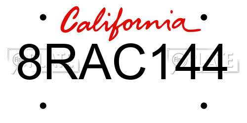 8RAC144 California License Plate