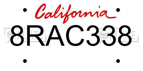 8RAC338 California License Plate