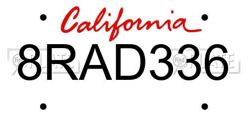 8RAD336 California License Plate