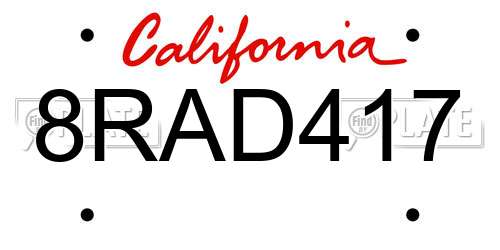 8RAD417 California License Plate