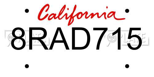 8RAD715 California License Plate
