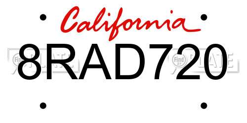 8RAD720 California License Plate