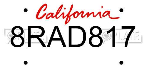 8RAD817 California License Plate
