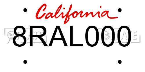 8RAL000 California License Plate