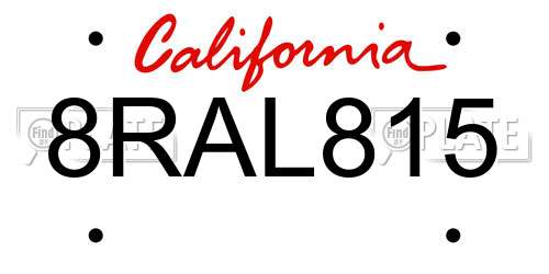 8RAL815 California License Plate