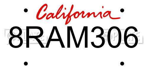 8RAM306 California License Plate