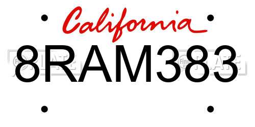 8RAM383 California License Plate