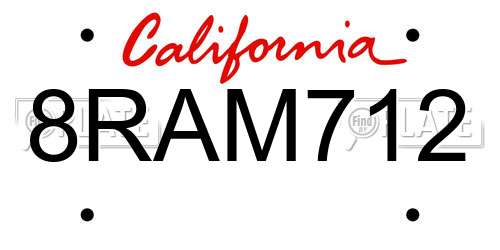 8RAM712 California License Plate