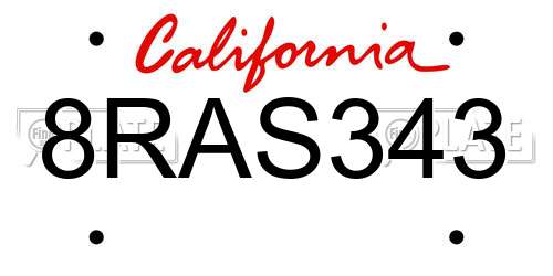 8RAS343 California License Plate
