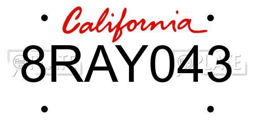 8RAY043 California License Plate