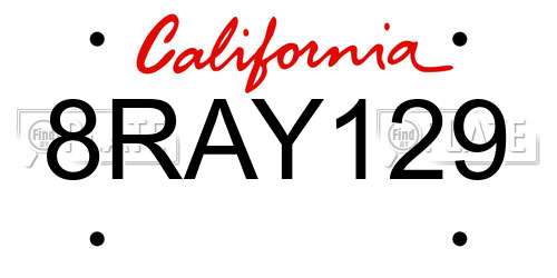 8RAY129 California License Plate