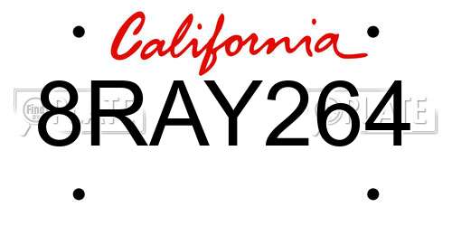 8RAY264 California License Plate