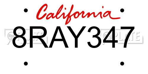 8RAY347 California License Plate