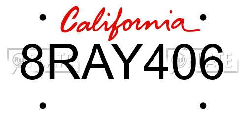 8RAY406 California License Plate
