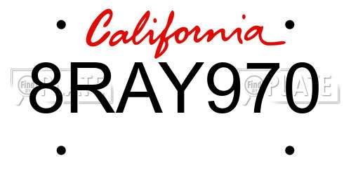 8RAY970 California License Plate