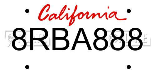 8RBA888 California License Plate