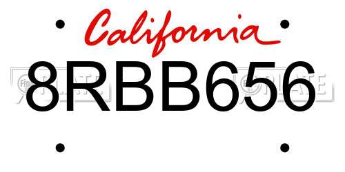 8RBB656 California License Plate