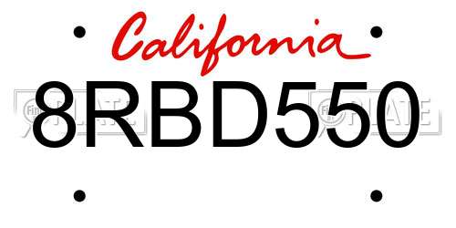 8RBD550 California License Plate