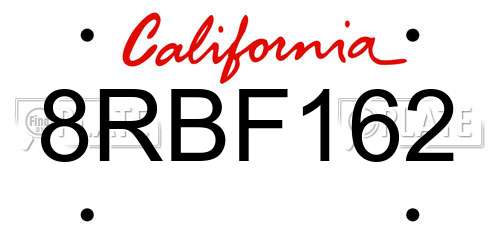 8RBF162 California License Plate
