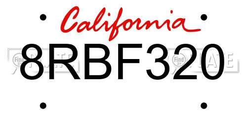 8RBF320 California License Plate