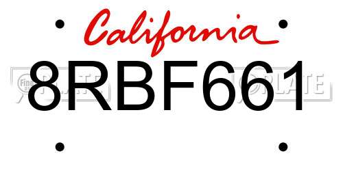 8RBF661 California License Plate
