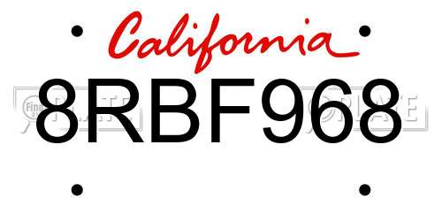 8RBF968 California License Plate