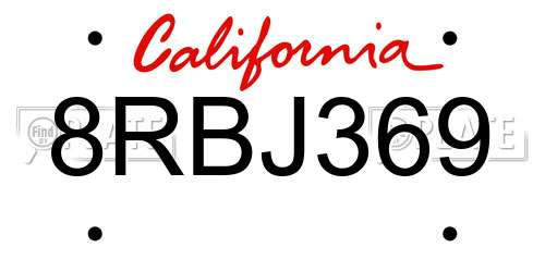 8RBJ369 California License Plate