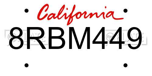 8RBM449 California License Plate