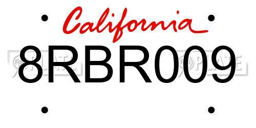 8RBR009 California License Plate