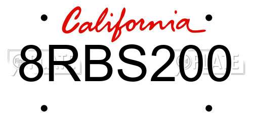 8RBS200 California License Plate