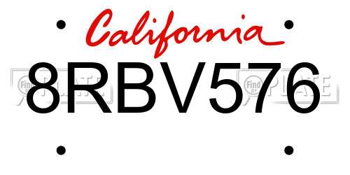 8RBV576 California License Plate