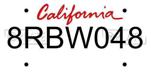 8RBW048 California License Plate