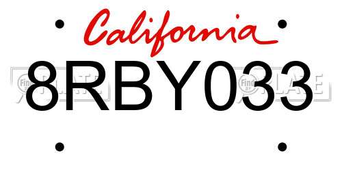 8RBY033 California License Plate