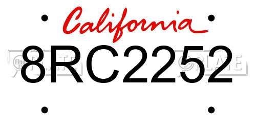 8RC2252 California License Plate
