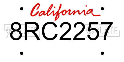 8RC2257 California License Plate