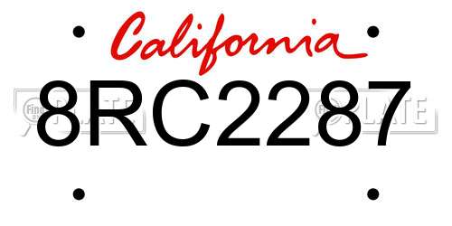 8RC2287 California License Plate